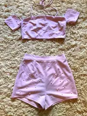 Papaya Barbie Shorts Crop Top Pink Pearl Set Small/Medium New!