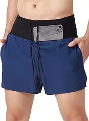 YUMENG Men Sports Shorts with Liner Zipper Pocket Waistband Quick Dry Running Cycling Fitness Shorts