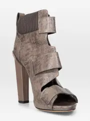 Grey Lizard Embossed Leather Heels