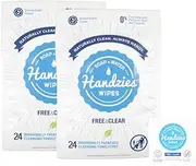 Handzies Natural Soap and Water Hand Wipes, Free & Clear, Individually Packaged Singles 24ct, 2Pack (48 Individually Packaged Wipes)