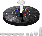 Yesinaly Solar Powered Fountain Pump for Bird Bath, Garden, Pond & Outdoor Decor - 7 Nozzles, 4 Fixers, Colorful LED Lights, Upgraded Glass Panel, Small Water Fountain for Fish Tank & Swimming Pool