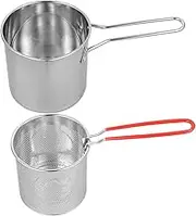 GREENADSCAPE 1 Set Stainless Steel Deep Fryer with Fry Basket Ergonomic Handle for Safe Cooking Non Stick Frying Pan for Home Use Kitchen Supply for Delicious Meals