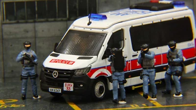 1:64 Scale Hong Kong Police CTRU Team Figure 4pcs for 1/64 Diorama Car Model