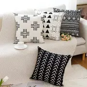 Pillow Covers 18x18 Set of 4, Modern Boho Geometric 18" x 18" (Pack of 4) Black