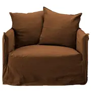 [James Lane] Como Linen Darling Chair Cocoa - 1.5 Seater