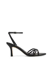 Madison Point Toe Strappy Heel - Black Leather