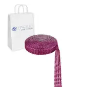 Fuchsia 4 Row Diamond Rhinestone Ribbon Trim Mesh Wrap 5 Yards - Wedding qx