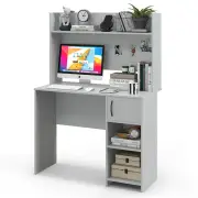 CostwayComputer Desk with Hutch Home Office Desk with Raised Display Shelf and 2 Open Shelves