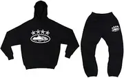 [Generic] Corteiz Tracksuit mens big and tall men orange sweater mens jogger sets 2 piece outfits plain hoodies unisex men's fleece sweat suits green sweatsuit men black sweat