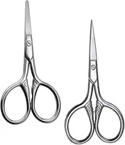 Ipetboom 2pcs Stainless Steel Eyebrow Scissors Precision Trimming Scissors for Eyebrows Beards and Nose Hair Small Grooming Tool Pointed Tips for Men Beauty Care