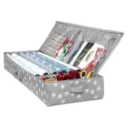 Wrapping Paper Storage Container – Fits up to 27 Rolls 1 Grey/White Snowflake