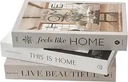 ifreeside Set of 3 Beautiful Decorative Books Home Decor Coffee Table Books Storage Box(3-Home)