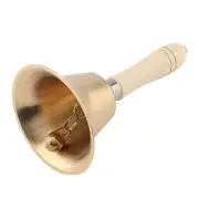 Brass Hand Bell Loud Call Bell Handbell Ringbell w/Wooden Handle Percussion Bell