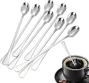 Long Spoon,8X Cocktail Spoon Long Handle Stainless Steel | Tableware Set 7.87in Iced Teaspoon Drink Stirrer for Milk Shaker Tall Cups Mugs