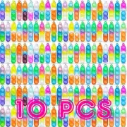 Mini Fidget Pop Keychain x 10 Pcs Sensory Toys Kids Party Favours Teacher Reward