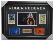 Roger Federer Signed Tennis Grand Slam Photo Collage Framed Wimbeldon US Open