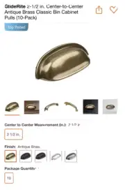 GlideRite 2.5-inch CC Antique Brass Classic Bin Cabinet Gold (10-Pack)