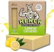 HENCH – Mens Soap Bar Handcrafted Natural Soap for Men Exfoliating Moisturising Man Soap Palm Oil Free and No Harsh Chemicals Soothes Dry Irritated Skin (Burnt Barrel Rum 1pk) (Lemon Legend 1pk)