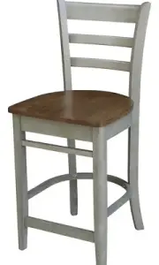 Emily Solid Wood CounterHeight Stool in Distressed Hickory/Stone