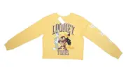 Hybrid Apparel Yellow Looney Tunes Long Sleeve Varsity Crop Top Juniors M