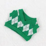 Labubu Baby Clothes 17cm Labubu Cloth Clothes Heartbeat Macaron Vinyl Face Doll Baby Clothes Replacement——style:Single item sweater (green grid)