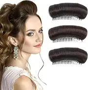 3 Pieces Invisible False Hair Clips, Increased Pad Bump It Up Volume Hair Base Fluffy Styling Insert Tool for Women Girls (Natural black+dark brown+black brown, One Size)