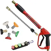 5000 PSI Tool Daily Deluxe High Pressure Washer Gun, with Wand Extension, 5 Nozzle Tips, M22 Fitting Used for Washing Cars, Irrigating Gardens