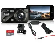 Elinz 2K Dash Cam Dual Camera Reversing 1080P Rear Car DVR Recorder Video 170 Degrees WiFi 4.0 Touch Screen 32GB