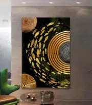 Gold Fishes Patterns Motives 90*120cm Canvas Unframed Print Australian Wall Art