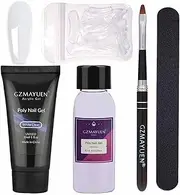 GZMAYUEN Nail Extension Gel Set Poly Nails Soft White Colours 30 ml White Poly Nail Gel Set with Nail Slip Solution Milky Nail Extension Shellac UV Nail Gel Builder Poly Nail Kit