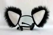BLACK& WHITE furry kitty cat EAR wolf fox NECOMIMI COVERS ONLY cosplay anime