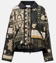 [Marant Etoile] Marant Etoile Granger printed cotton bomber jacket AU 16 black