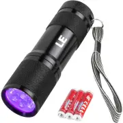 9 LED 395nm UV Flashlight Blacklight Torch for Pet Urine Stain Detection with Ba