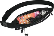 Waterproof Running Belt, Sports Waist Pack with Phone Holder, Black, Adjustable Fitness Fanny Pack (Black)