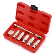 3/8" Drive Spark Plug Socket Set, 6-Point, Extension, Universal Joint, 8-Piece