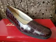 Salvatore Ferragamo CLASSE Wadge Brown CROC Embossed 8.5 AA UK/9.5 US $999