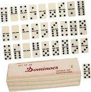 Yardwe 1 Set Jumbo Wooden Dominoes for Adults High Stability Board Game with Portable Storage Box Safe for Family Gatherings and Outdoor Fun