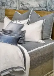 NWT Kevin O'Brien Studio®Queen Duvet Set-100% Linen & Gray Velvet Trim MSRP $849