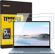 [2 Pack]Adeway Tempered Glass Screen Protector for Microsoft Surface Laptop Go 3/2/1 12.4 inch, 9H Hardness, Scratch Resist, No Bubbles, HD Transparent (2013/1943 Model)