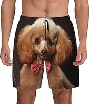 [JHLMN] Men's Swim Trunks Quick Dry Board Shorts Drawstring Beach Short Poodle Bathing Suit for Men