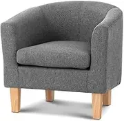 Armchair Lounge Chair Tub Accent Armchairs Fabric Sofa Chairs Wooden Grey