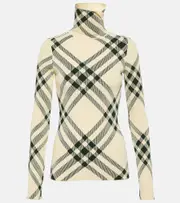 [Burberry] Burberry Burberry Check turtleneck sweater UK 4 white