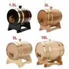 1.5-10L Wood Oak Timber Wine Barrel For Beer Whiskey Rum Port Wooden Keg W/Stand