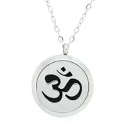 Sanskrit Om Design Aromatherapy Essential Oil Diffuser Necklace Silver - Free Chain - Mothers Day Gift Idea