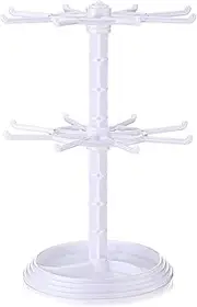 1 PCS Rotating Jewelry Display Stands, Amaezorx 2 Tier Jewelry Rack, Rack for Clay Beads Bracelets, Double-Layer Rotating Storage Display Stand for Necklaces, Bracelets, Earrings, Ring (White)