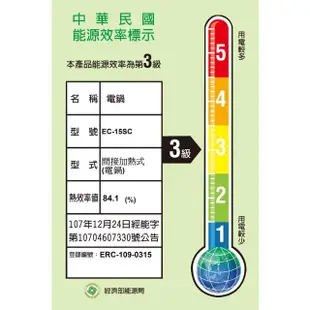 【SANLUX 台灣三洋】15人份電鍋(EC-15SC)