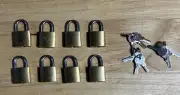 Vintage Lot of 8 Mini Luggage Jewelry Diary Locks Padlocks w/ Keys ** SEE PICS*