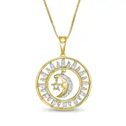 0.25 CT. T.W. Natural Diamond Sun, Moon and Star Pendant in Sterling Silver with 14K Gold Plate