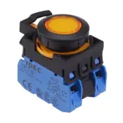 IDEC CW Series Yellow 24V illuminated Momentary Flush Push Button Switch 2NO