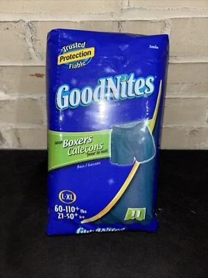 New 11 Count GoodNites Sleep Boxers L-XL Boys Bed Protection Bed Wetting